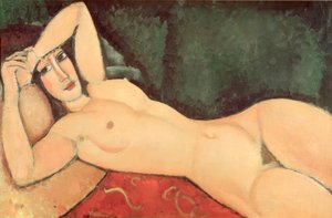 Desnudo acostado, un brazo doblado sobre la frente